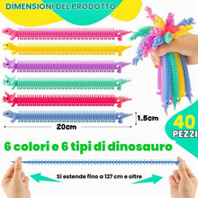 Carica l'immagine nel visualizzatore di Gallery, LATERN 40 Pezzi Fidget Elastici, 20CM Giocattoli Sensoriali a Forma di Dinosauro Noodles Calmanti Stretchy Strings per B