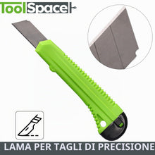 Carica l'immagine nel visualizzatore di Gallery, ToolSpace Set 20 Taglierini Professionali Cutter Lama Diciotto Millimetri Acciaio Inox Impugnatura Ergonomica Blocco Sic