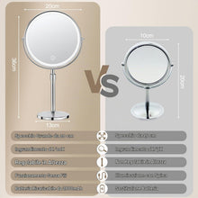 Carica l'immagine nel visualizzatore di Gallery, SURFOU Specchio Trucco con Luci LED 10X/1X, Specchio Ingranditore Bifacciale con 3 Modalità di Illuminazione e Luminosità Regolabile, Altezza Regolabile, Rotazione 360°, per Bagno e Toeletta