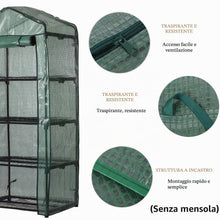 Carica l'immagine nel visualizzatore di Gallery, Copertura per serra da giardino in PVC, 4 ripiani, con telo rimovibile trasparente, 160x70x50 cm, impermeabile e traspir