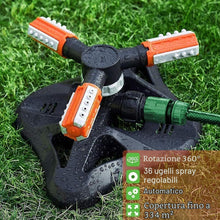 Carica l'immagine nel visualizzatore di Gallery, Irrigatore Giardino, Irrigatore Prato Automatico, Garden Sprinkler, Irrigatore Rotante Automatico a 360°Gradi, con 3 Bra