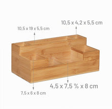 Carica l'immagine nel visualizzatore di Gallery, Relaxdays Organizer da Scrivania, 7 Scomparti, Portaoggetti in Bambù, Ufficio, Cucina, Bagno, HLP: 11x30x15 cm, Naturale