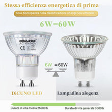 Carica l'immagine nel visualizzatore di Gallery, DiCUNO Lampadina LED GU10 6W, Equiv. 60W, 2700K, 550lm, 6 Pezzi