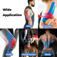 Carica l'immagine nel visualizzatore di Gallery, Kinesio Tape - 3 rotoli 5cm x 5m di tape kinesiologico Nero+Blu+Rosa, tape sportivo impermeabile ed elastico - Nastro Ki