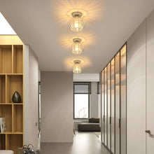 Carica l'immagine nel visualizzatore di Gallery, Goeco Plafoniera da Soffitto in Gabbia Metallo Cristallo E27 19cm, Cromo