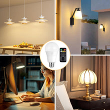 Carica l'immagine nel visualizzatore di Gallery, Lampadina LED E27, Lampadina Ricaricabile USB Con Telecomando Timer, Lampadine LED a Batteria con Dimmerabile a 3 Colori