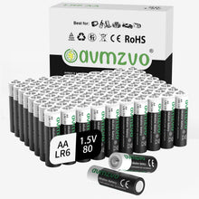 Carica l'immagine nel visualizzatore di Gallery, avmzvo Batterie AA, 80 pezzi, LR6 alcaline da 1,5 V, potenza durevole, potente, può essere utilizzata per giocattoli, sveglia e altri dispositivi elettronici