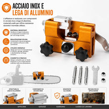 Carica l'immagine nel visualizzatore di Gallery, Topolenashop Affilatore Manuale Portatile per Catena Motosega 1/4" e 3/8" – Strumento in Acciaio Inox e Alluminio per Mo