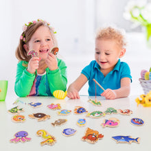 Carica l'immagine nel visualizzatore di Gallery, OFFCUP Magneti Giocattoli da Pesca, 33Pcs Giochi Bambini Puzzle Magnetico Legno, Gioco di Pesca Magnetico per Bambini, C
