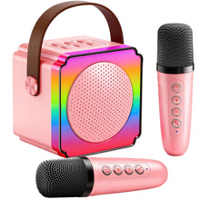 Carica l'immagine nel visualizzatore di Gallery, Gontence Karaoke con Microfono, Regalo Compleanno Bambina 3-12 Anni, Karaoke per Bambini con 2 Microfoni Wireless, Luce LED e Cambia Voce, Giocattolo Karaoke per Ragazzi e Ragazze 3-15 Anni