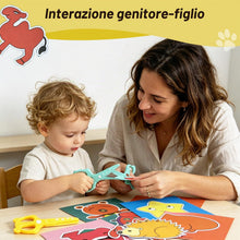 Carica l'immagine nel visualizzatore di Gallery, DealKits Set Taglio Carta per Bambini, 2 Forbici Sicurezza + 48 Fogli, Attività Didattica Creativa per Asilo e Scuola Ma