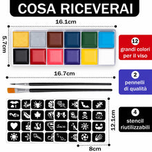 Carica l'immagine nel visualizzatore di Gallery, Truccabimbi Halloween Make Up 12 Colori Bambini Adulti