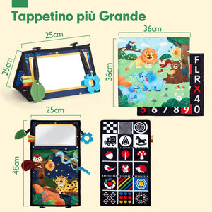 hahaland Specchio Neonati Giochi Neonato 0 3 6 Mesi, Libro Sensoriale con Specchio, Tummy Time Neonati Bianco e Nero Giochi Montessori 6 Mesi Giocattoli Educativi