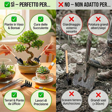 Carica l'immagine nel visualizzatore di Gallery, Kit Strumenti Giardinaggio Mini 12 Pezzi per Bonsai, Piante Grasse, Pianta in Vaso, Include Attrezzi Forbici, Rastrellin