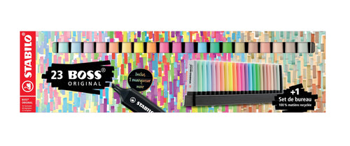Evidenziatore - STABILO BOSS ORIGINAL Desk-Set Special Edition - 23 Colori assortiti 8 fluo + 8 pastel + 6 Nature + 1 marcatore Nero