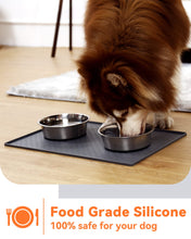 Carica l'immagine nel visualizzatore di Gallery, PETTOM Tappetino Sottociotola in Silicone per Cani Gatti, 60x40cm Tappetini Antiscivolo per Ciotola di Cibo per Animali Domestici Cane, Impermeabile Bordo Rialzat per Ciotole Proteggere Il Pavimento
