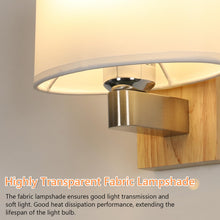 Carica l'immagine nel visualizzatore di Gallery, E27 Applique da Parete Interno Legno con Ovale Paralume di Tessuto