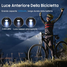 Carica l'immagine nel visualizzatore di Gallery, Luci Biciclette LED, Anteriore e Posteriore USB Ricaricabile e Impermeabile IP65, 1200 mAh luci MTB per Uomini Donne, Bambini, Combinazione di Luci per Mountain Bike Impermeabili