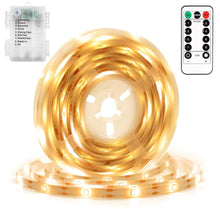 Carica l'immagine nel visualizzatore di Gallery, DBFAIRY Striscia LED a batteria, 2 m, 60 LED, con timer a distanza, impermeabile, per camera da letto, armadio, casa, fe