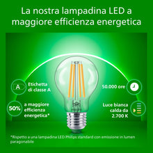 Carica l'immagine nel visualizzatore di Gallery, PHILIPS Ultra Efficient - Ultra energy saving lights, LED light source, 75W, A60, E27, warm white, clear