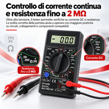 Carica l'immagine nel visualizzatore di Gallery, Topolenashop Multimetro Digitale DT830B con Display LCD e Puntali – Voltmetro Amperometro Ohmmetro, Tensione DC 1000V e 