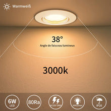 Carica l'immagine nel visualizzatore di Gallery, 6x aretti LED da Incasso per Cartongesso Dimmerabili Orientabili 6W,Bianco Caldo 3000K 500LM Faretti Led Soffitto Incass