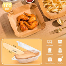 Carica l&#39;immagine nel visualizzatore di Gallery, edihome, Carta Forno per Friggitrice ad Aria, per Microonde, 100 unità, 20-24 cm, Quadrato-Rotondo, BPA Free, Monouso, Adatto al Forno, da 5 a 8 litri (Quadrata, 20-24 cm)
