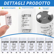 Carica l'immagine nel visualizzatore di Gallery, 6 Pezzi FS-U Starter per Tubi Fluorescenti 4-80W 220-240V Starter Neon