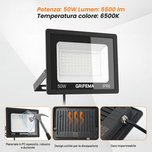 Carica l'immagine nel visualizzatore di Gallery, GRIFEMA Faretto LED da esterno 50W, 5500LM 6500K