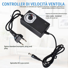 Carica l'immagine nel visualizzatore di Gallery, Ventilatore Radiale 12V, Ventilatore a Turbina, Ventola Turbo con Regolatore di Velocità e Uscita Aria per Caminetti, Pi