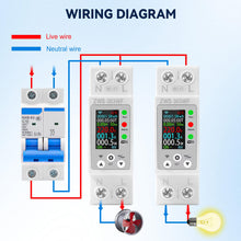 Carica l'immagine nel visualizzatore di Gallery, Contatore energia elettrica 63A TUYA misuratore consumo elettrico WIFI AC80-300V contatore di energia monofase Protezion
