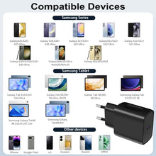 Carica l'immagine nel visualizzatore di Gallery, Vemfay 45W USB C Adapter con 2M cavo USB-C, Caricabatterie per Samsung S25/S24/S23/ S22 /S21 /S21 Ultra,S20 FE, A16/A15/
