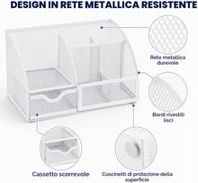 Carica l'immagine nel visualizzatore di Gallery, Exerz organizer da scrivania 7 scomparti rete metallica portapenne