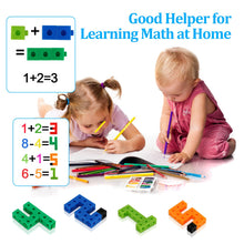 Carica l&#39;immagine nel visualizzatore di Gallery, Cubi ad incastro matematici, 100 blocchi numerici per calcolo, giocattolo educativo per scuola primaria, blocchi di costruzione per sviluppare abilità matematiche, casa dei cubi per bambini