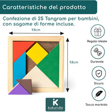 Carica l'immagine nel visualizzatore di Gallery, KUKURULLO Set di 25 Tangram Gadget Compleanno Bambini Regalini Fine Festa Compleanno Bambini Fantastico Gioco di Puzzle per Bambini Invitati Pensierini Bambini Dopo Festa, Puzzle rompicapo