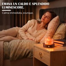 Carica l'immagine nel visualizzatore di Gallery, Lampada sale rosa senza fili con base noce ricaricabile regalo