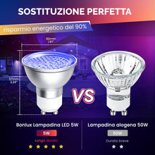 Carica l'immagine nel visualizzatore di Gallery, Bonlux GU10 Lampadine LED Blu, 5W GU10 Luce Spot Colorata blu AC 220-240V 120 Gradi Angolo di Fascio 50W MR16 GU10 Sosti