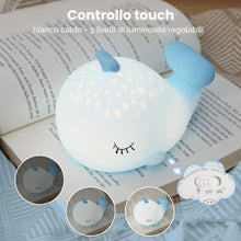 Carica l'immagine nel visualizzatore di Gallery, Luce notturna per bambini a forma di balena, in silicone, dimmerabile, RGB, animale, ricaricabile, luce notturna a LED, 