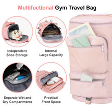 Carica l'immagine nel visualizzatore di Gallery, Bibykivn Borsone Palestra Donna Uomo 45L, Borsa da Palestra Divisorio Bagnato e Asciutto, Borsa da Viaggio con Scomparto per Scarpe e Tasca Bagnata per Palestra Sport Viaggi Nuoto Vacanze (Rosa)