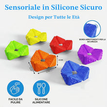 Carica l'immagine nel visualizzatore di Gallery, Cubo Sensoriale Fidget in Silicone Texturizzato, Giocattolo calmante antistress silenzioso per autismo ADHD ansia, perfe