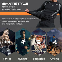 Carica l&#39;immagine nel visualizzatore di Gallery, Smatstyle Maglietta Compressione Uomo Traspirante da Asciugatura Rapida Maglia Termica Manica Lunga per Allenamento Palestra Corsa (IT, Testo, L, Regular, Regular, Nero)