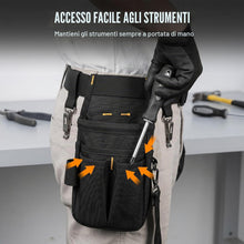 Carica l'immagine nel visualizzatore di Gallery, Cintura Porta Attrezzi,Marsupio Elettricista,Porta Attrezzi da Cintura,Regolabile Marsupio Attrezzi con 14 Tasche per El
