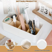Carica l'immagine nel visualizzatore di Gallery, AiQInu Organizer Scrivania e Portapenne Bianca, Porta Penne per Scrivania con 8 Scomparti Rimovibili, Desk Organizer Ufficio per Telecomando, Conservazione Cosmetici, Accessori Scrivania