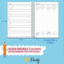 Carica l&#39;immagine nel visualizzatore di Gallery, Finoly Libri Pregrafismo per Bambini | Libri Pregrafismo 3-6 Anni | Libro per Imparare a Scrivere A4 | Impariamo a Tracciare | Libro Ricalcare Lettere e Numeri | Quaderni Pregrafismo Attività Bambini
