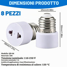 Carica l'immagine nel visualizzatore di Gallery, EQUILIUS Confezione da 8 douilles per lampadina E27, convertitore per douille E27, adattatore per presa della lampadina,