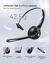 Carica l'immagine nel visualizzatore di Gallery, TECKNET Auricolare Bluetooth &amp; Dongle USB, cuffie wireless ad orecchio con microfono a cancellazione di rumore, auricola