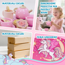 Carica l'immagine nel visualizzatore di Gallery, Unicorno Set da Tè Giochi in Legno, Accessori Cucina Bambini Legno, Gioco Ruolo Tea Party Montessori Educativo, Unicorno Bambina Regalo 2 3 4 5 6 Anni, Giocattoli Giochi Bambina Bimba 2 3 4 5 6 Anni