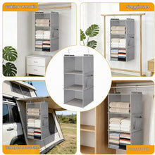 Carica l'immagine nel visualizzatore di Gallery, Cozary Organizer da Appendere con 3 Scomparti, con 2 Ganci Robusti, Appendi Borse da Armadio, Organizer Armadio da Appendere, Pieghevole e Salvaspazio, per Camera da Letto, Grigio
