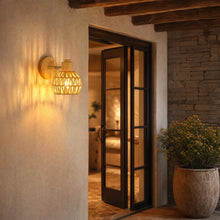 Carica l'immagine nel visualizzatore di Gallery, DELIPOP 2 Pezzi Applique da Parete Interno, E27 Lampada da Parete in Rattan