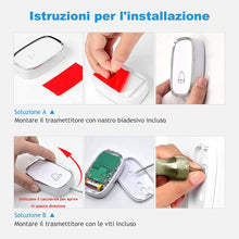 Carica l'immagine nel visualizzatore di Gallery, YYQ Campanello Senza Fili da Esterno Impermeabile IP44, Wireless Doorbell con Raggio d’Azione 300M, Indicatore LED, 1 Tr